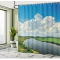 thumbnail image 5 of Ambesonne Landscape Shower Curtain, Clouds River Meadows, 69"Wx84"L, Green Blue White, 5 of 5