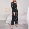 thumbnail image 3 of Yiaed Medieval Knight And Dragon Print Pajamas Women's Long Sleeve Sleepwear Soft Button Down Loungewear Pjs Lounge Set Nightwear Womens Pajama Pants-XX-Large, 3 of 7