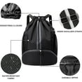 thumbnail image 3 of Sac à Dos à Cordon Sac de Sport avec Poches en Filet Compartiment à Chaussures Résistant à l'Eau - Noir, 3 of 6