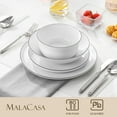 thumbnail image 4 of Vancasso 24 Piece Glossy Glazed Ceramic Dinnerware Set, Elegant Plates and Bowls Sets, Dishwasher & Microwave Safe, Dish Sets for 6, Black Trim, 4 of 7