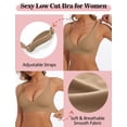 thumbnail image 4 of Sujetador en V profundo, bralettes sexy para mujer, acolchados, cómodos, alisadores inalámbricos, sujetadores de levantamiento sin costuras, bronceado, M, 4 of 5