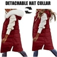 thumbnail image 5 of Women’s Long Winter Puffer Coat Stand Collar Teddy Fleece Lined Thick Down Jacket Windproof Quilted Loose Fit Warm Outerwear Plus Size,Wine,XL, 5 of 9
