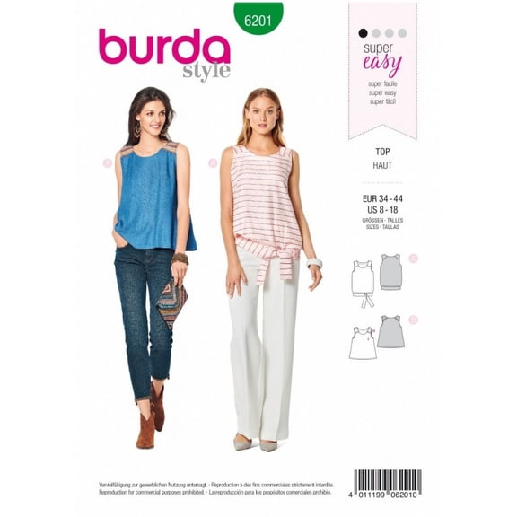 Burda Sewing Pattern 6201 Tops