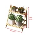 thumbnail image 2 of Planter Shelf Flower Stand Entryway Porch 2 Tiers Bamboo Patio Balcony Livingroom Wooden Flowerpot Holder, 2 of 13