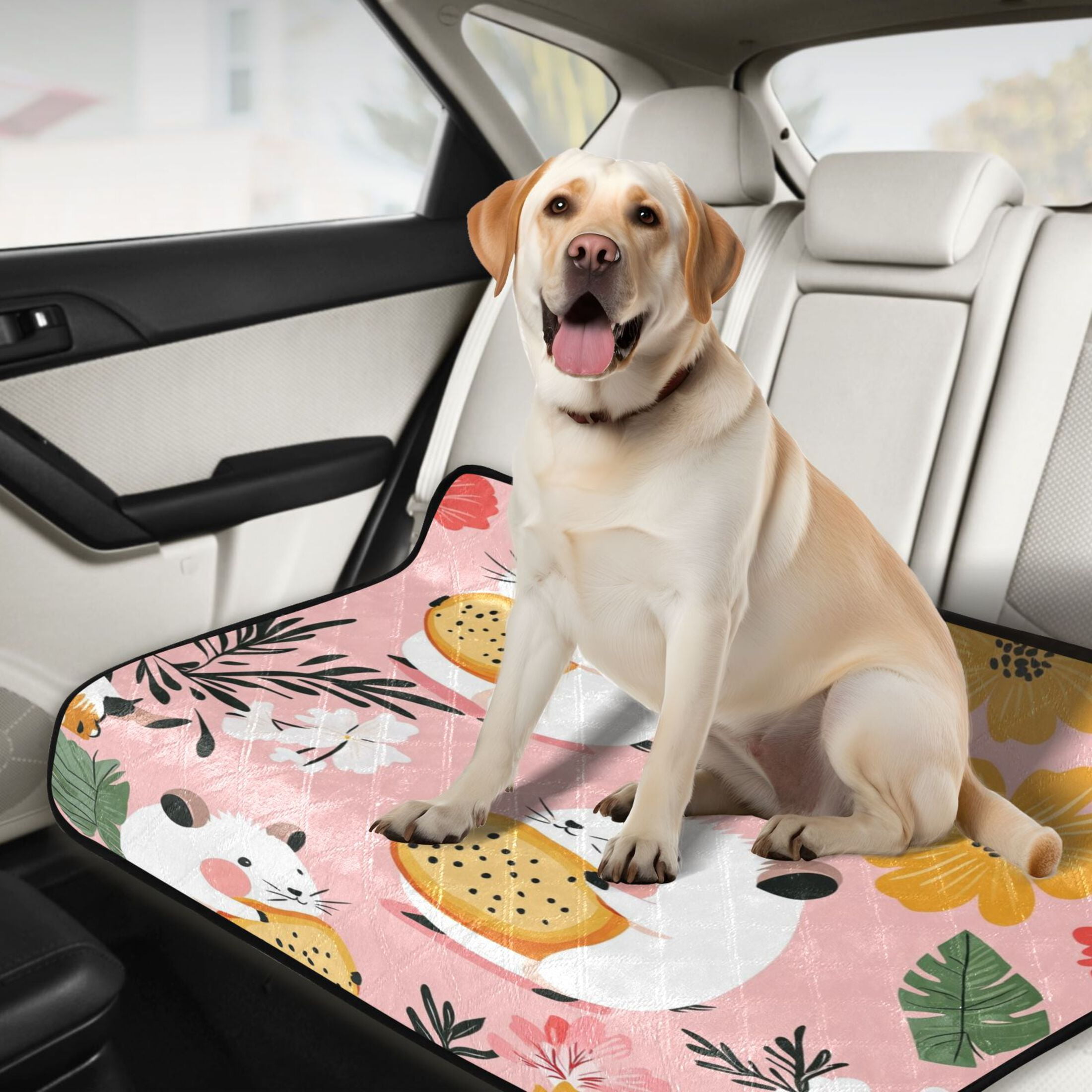 Qxltty Hamster Tropical Flowers Pattern Cat litter Pads Pet Set of 2 Diaper Mats Center Anti-leakage Layer Absorbent Soft and Comfortable