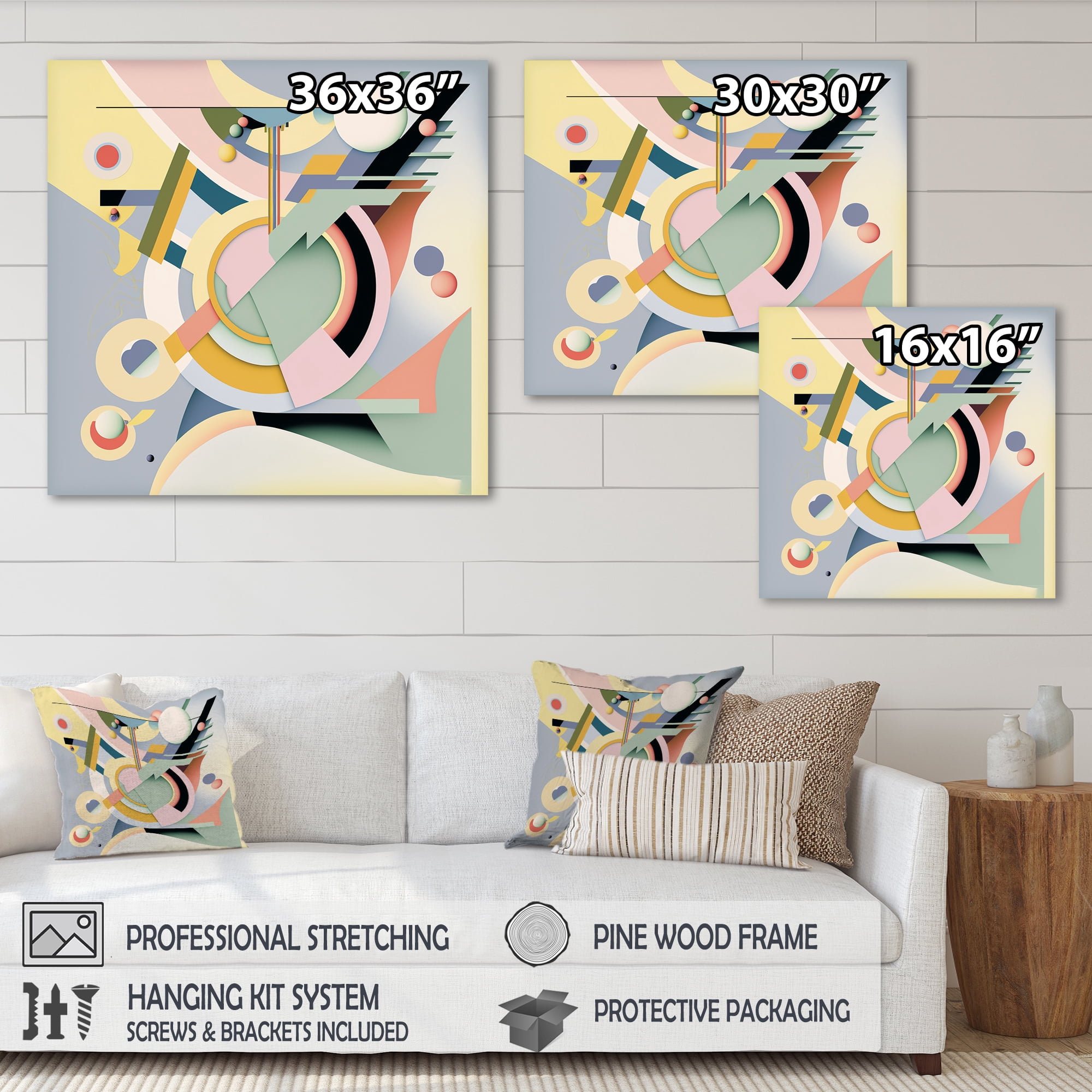 Designart Pastel Art Deco III Canvas Wall Art