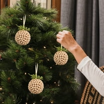 SCNOR 3 Pack 4 Inch Beige Plastic Christmas Ornaments - Shatterproof, Glossy, Easy to Hang for Christmas Trees, Wreaths & Garlands