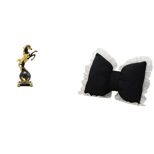 Figura decorativa de escritorio con forma de caballo, con lazo, ideal para decorar la oficina, el hogar, estanterías o dormitorios. Fabricada en resin
