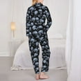 thumbnail image 5 of Kll Gothic Skull Print Women'S Long Sleeve Pajamas With Pants Sleepwear Loungewear 2 Set-Medium, 5 of 9
