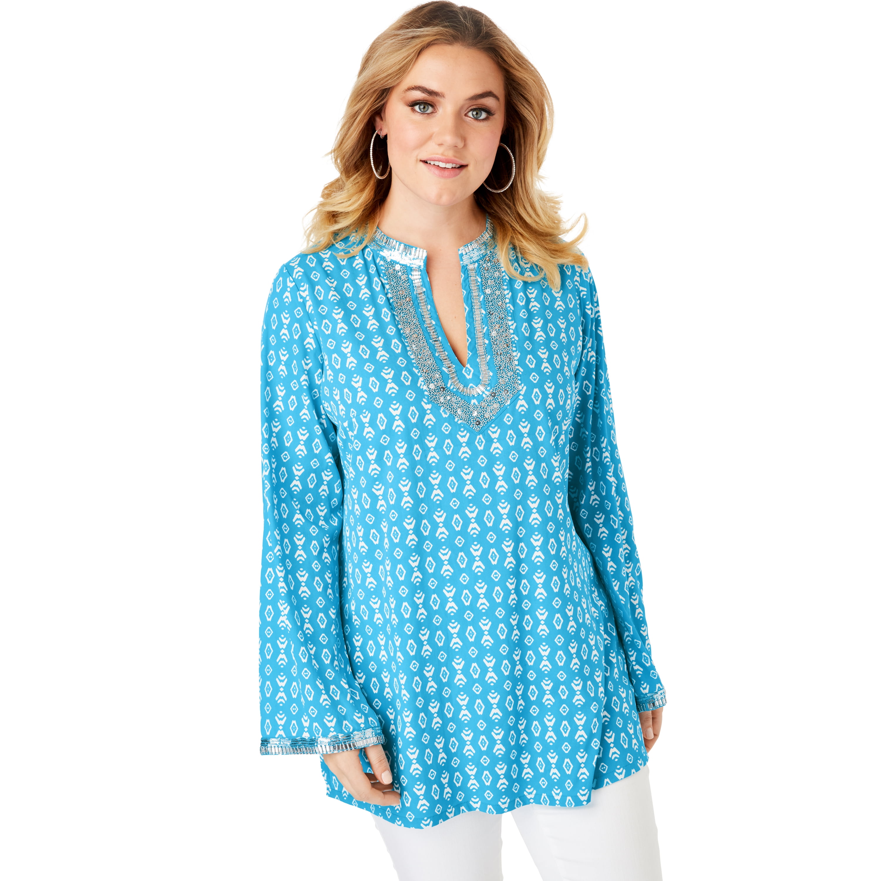 Roaman's Roaman's Plus Size Flaredsleeve Tunic With Embellishments