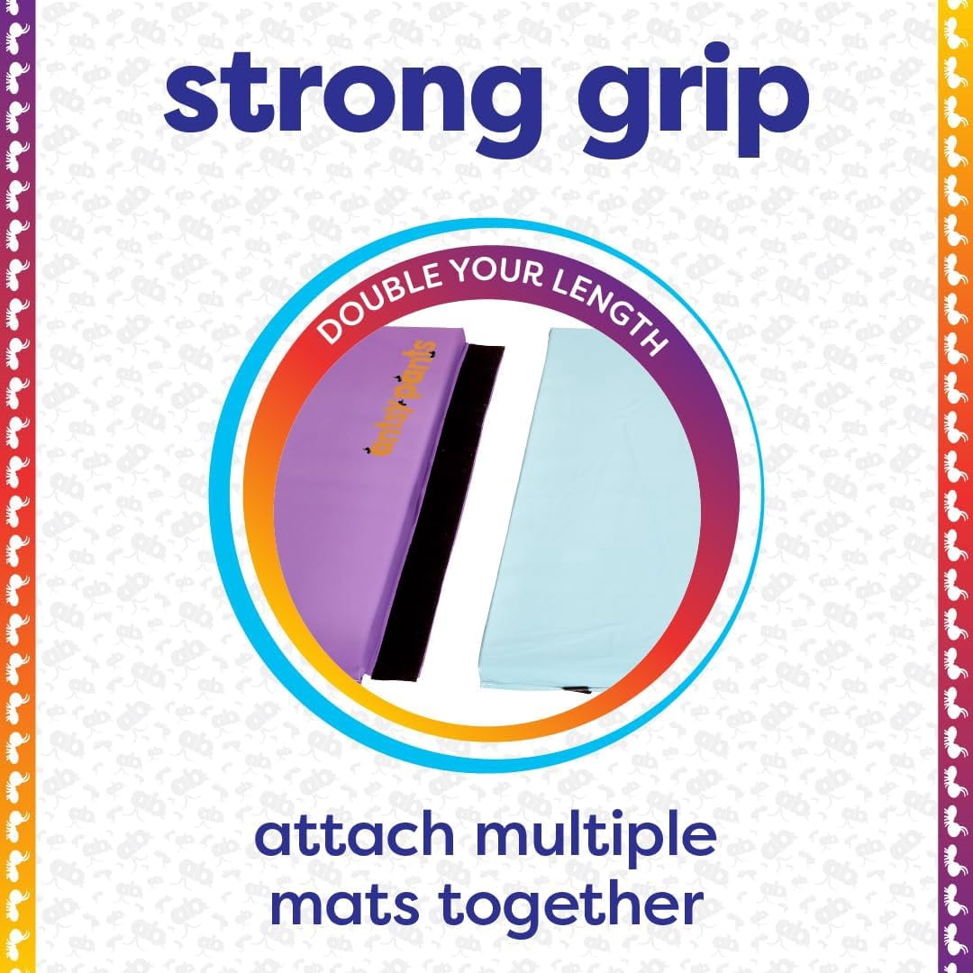 Antsy Pants Tumbling Mat – Gymnastics Mat, Easy to Clean, Sturdy, Foldable Tumbling Mat for Kids, Padded, Portable, Carrying Handle, Gymnastics Equipment for Activity Play, Original Colors