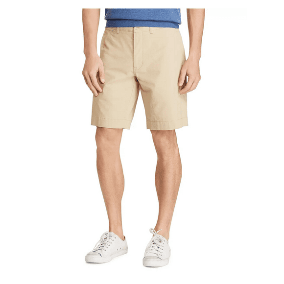, 9.5-In Stretch Classic Straight Fit Shorts, Khaki, 32