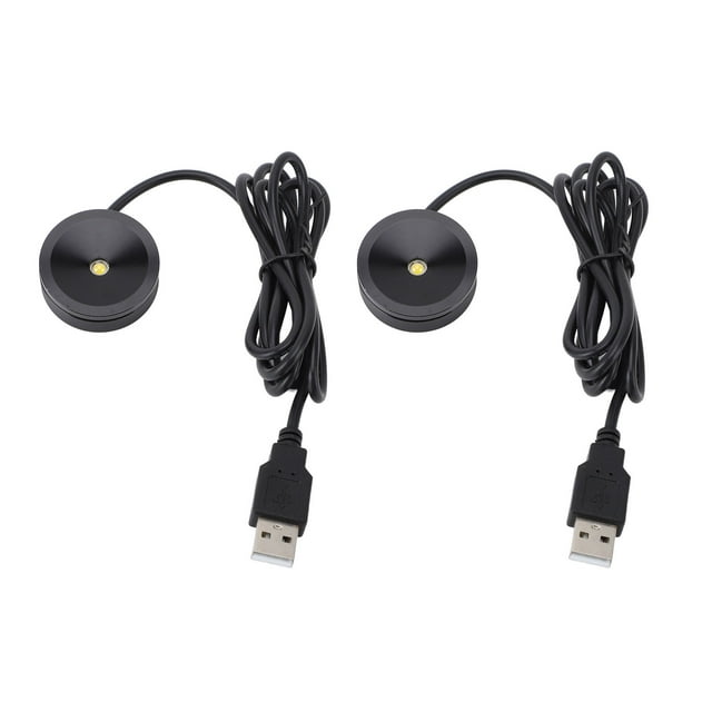 2Pcs USB 5V Plug in Round Display Light Mini LED Spotlight 1W LED Jewelry Display Luminaire for Display Cabinets Jewelry Cases Cupboards Wall Artworks Entranceways Tables