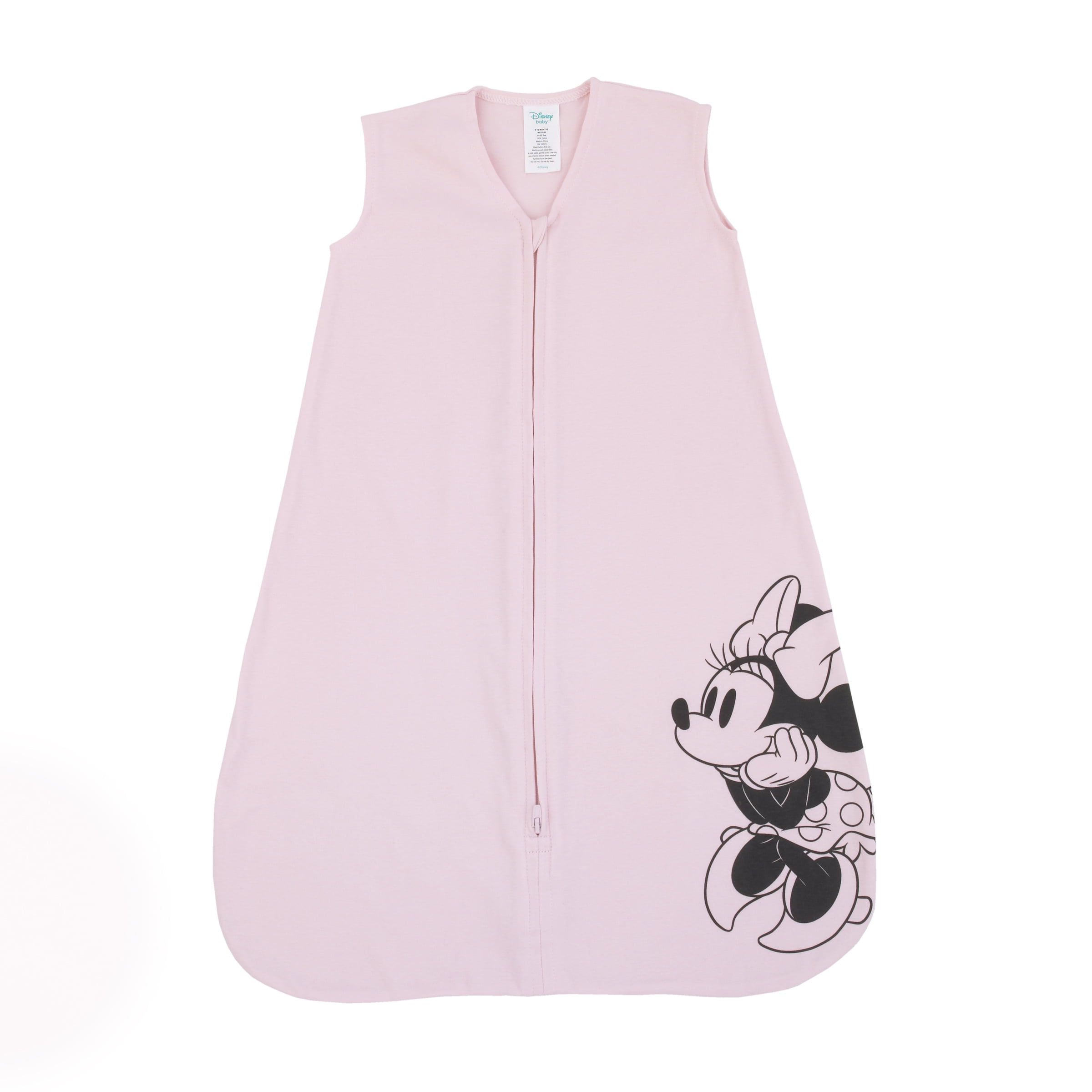 Disney Minnie Mouse 100% Cotton Knit Wearable Blanket Pink & Black - Size Medium 6-12 Mo