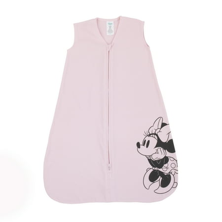 Disney Minnie Mouse 100% Cotton Knit Wearable Blanket Pink & Black - Size Medium 6-12 Mo.