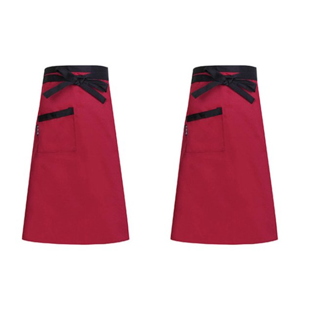 Matsuzay Delantal de Chef para hombre y mujer, 2 piezas, con 2 bolsillos, delantales de cocina para barbacoa, babero, tareas domésticas, Suministros de limpieza para el hogar borde negro rojo