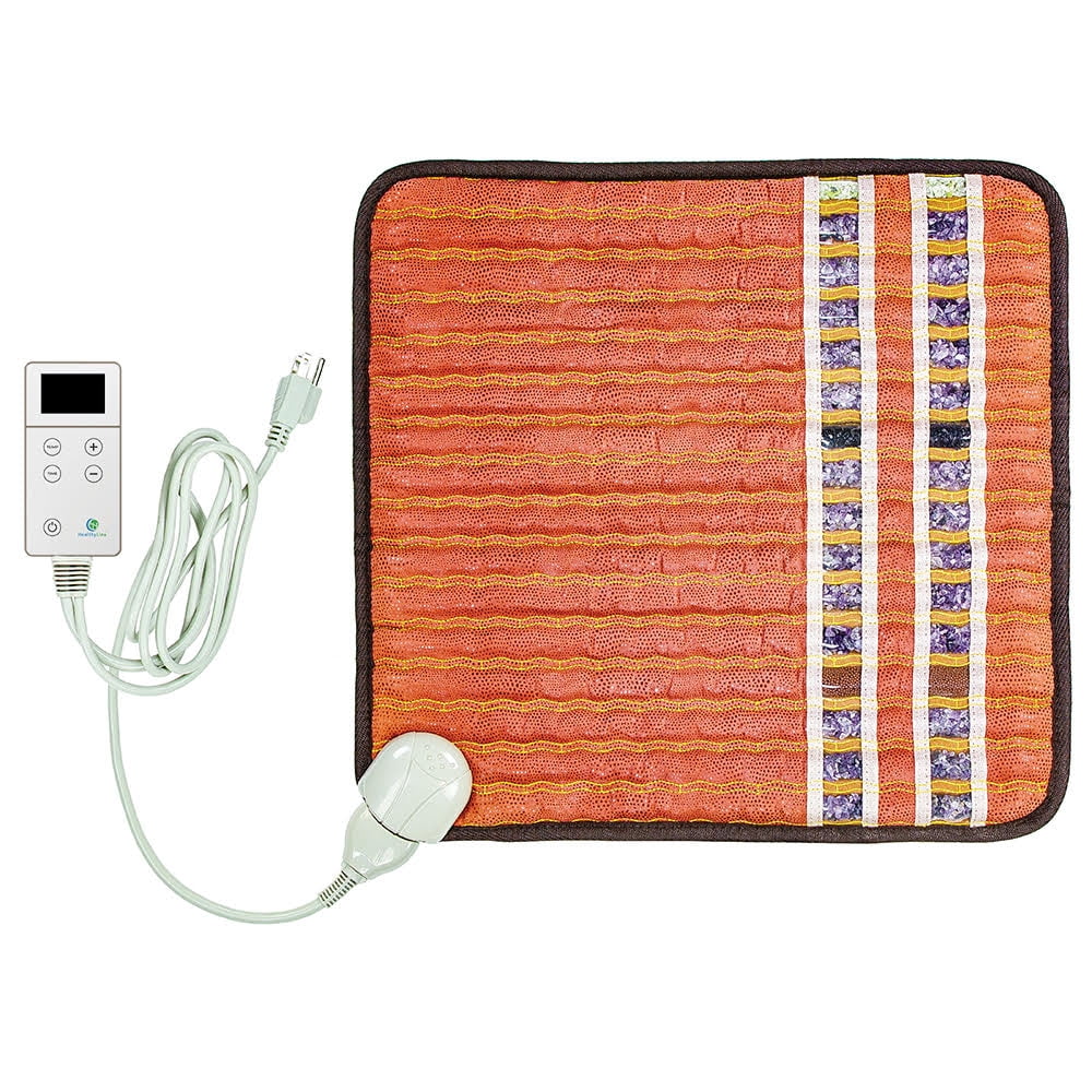 TAO-Mat Far Infrared Heating Pad, Crushed Amethyst, Tourmaline, Obsidian Crystals and Jade, Portable 18" x 18"