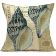 thumbnail image 5 of Blue Ocean Park Throw Pillow Cover Home Couch Decor Marine Animal Sea Snail Conch Decorative Pillow Cases Vintage Stamp Postcard Background Cushion Covers Cotton Linen Square 18x18, Set of 4, 5 of 6