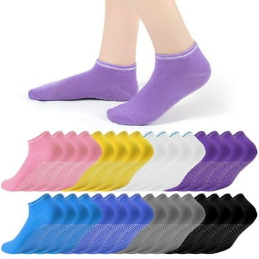 Usavemo 16 Pairs Grip Socks Pilates Socks Non Slip Yoga Socks Anti Skid Workout Hospital Socks for Women Girls Size 9-11