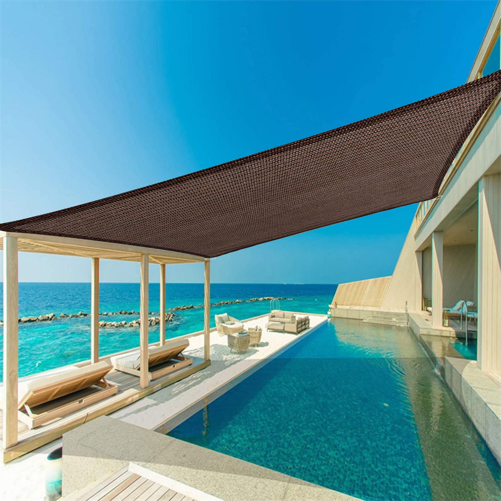 Hot Savings, Straight Flat Brink Shade Canopy Rectangular Brown Outdoor Canopy for Pergola, Garden, 79x79in, HDPE Material Akmoler Coffee