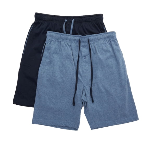 Men's Hanes 4034BA Big Man Classic Cotton Blend Lounge Short - 2 Pack (Blue/Blue 5XL)