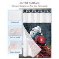 thumbnail image 4 of No Hook Shower Curtain with Snap-in Liner, Red Trains Waterproof Fabric Bathroom Curtains, Shabby Chic Cartoon Retro Flowers Artwork Bath Curtains & Mesh Top Window 66"x72", 4 of 9