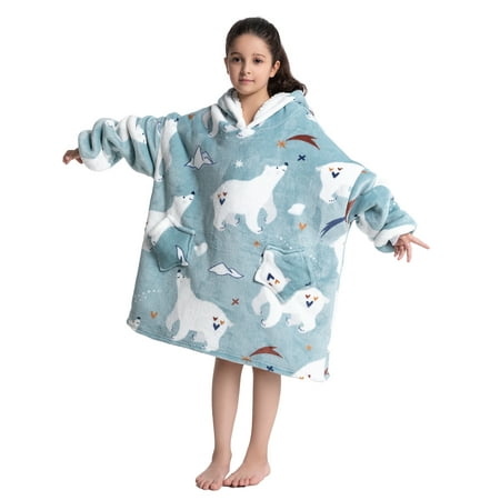 

Blotona Family Matching Sweatshirt Blanket Hoodie Wearable Blanket Reversible Oversized Hoodie Pajamas Parent-child Premium Sherpa Blanket Hoodie Women Men Kids