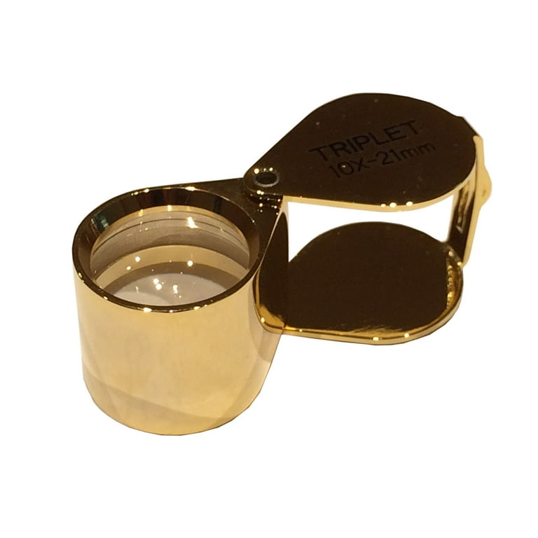 Jewelers Loupe Triplet Glass Lens, 21 mm, Gold