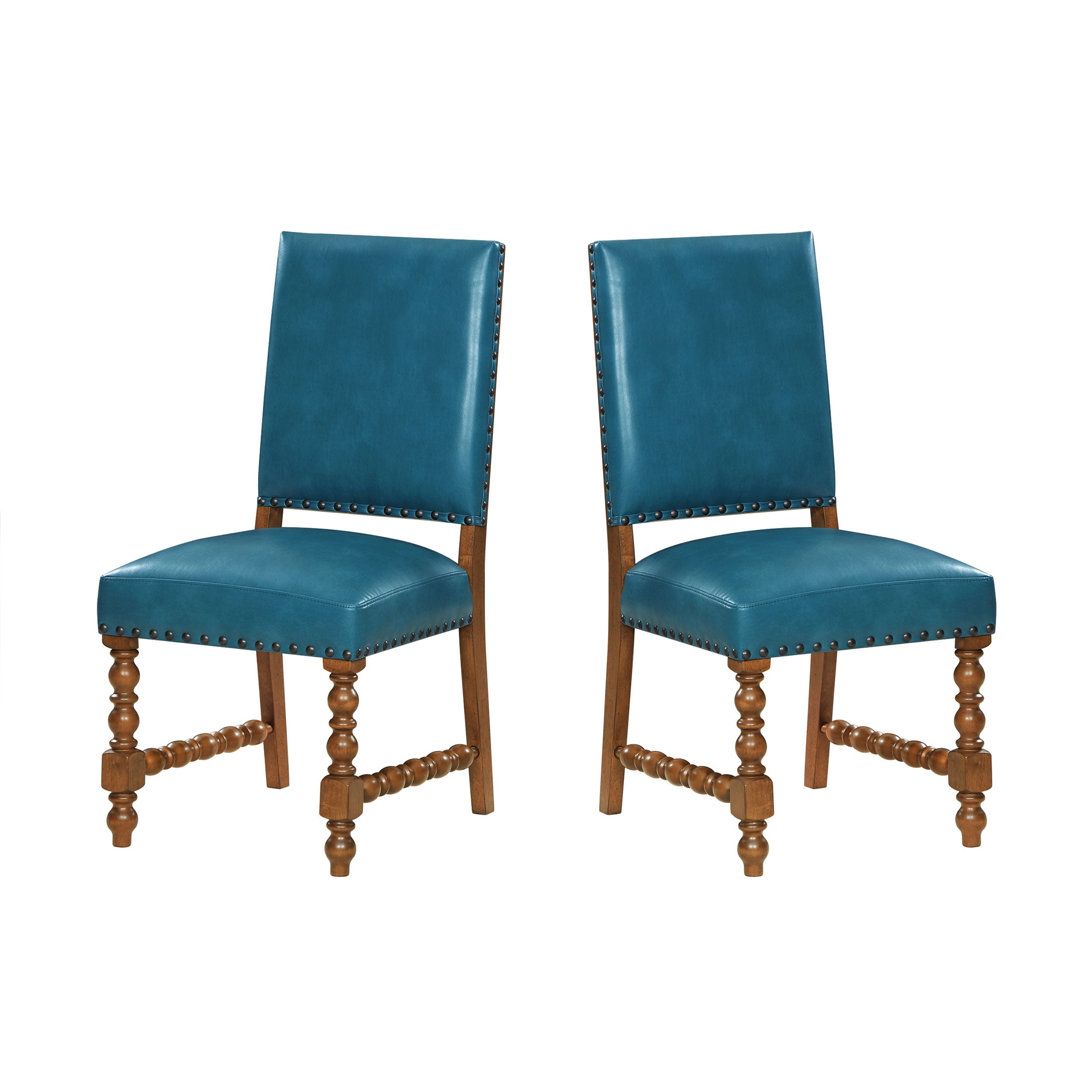 The Pioneer Woman Harper Faux Leather Dining Chairs, Turquoise, Set of 2