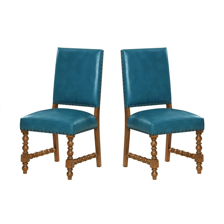 Teal faux leather dining chairs discount