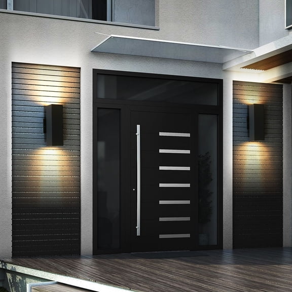 2-Pack Modern Outdoor Wall Sconce, Black Up and Down Wall Light Fixture, IP65 Weatherproof Aluminum Exterior Light for Porch, Patio, Garage (ETL Listed, Bulbs Not Included)