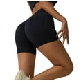 thumbnail image 2 of AXXD Yoga Shorts With Pockets,Yoga Shorts With Pockets for Women,Women Athletic Yoga Casual Stetch Shorts,Solid,High Waist Rise,Butt Lifting,PocketBlack,M (US:6), 2 of 3