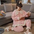 thumbnail image 3 of Conjunto de pijamas de Coral Jacquard de talla grande 3XL 4XL para mujer, ropa de dormir térmica estilo Teddy para mujer, Pijama largo regordete para chicas Kawaii, 3 of 5