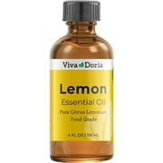 Viva Doria Pure Lemon Essential Oil, Undiluted, Food Grade, 118 mL (4 Fl Oz)