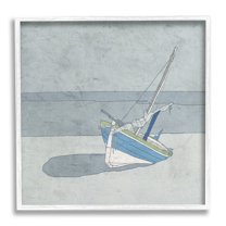Stupell Industries Sailboat at Beach Coast Muted Nautical Ship, 12 x 12, Designed by Ynon Mabat