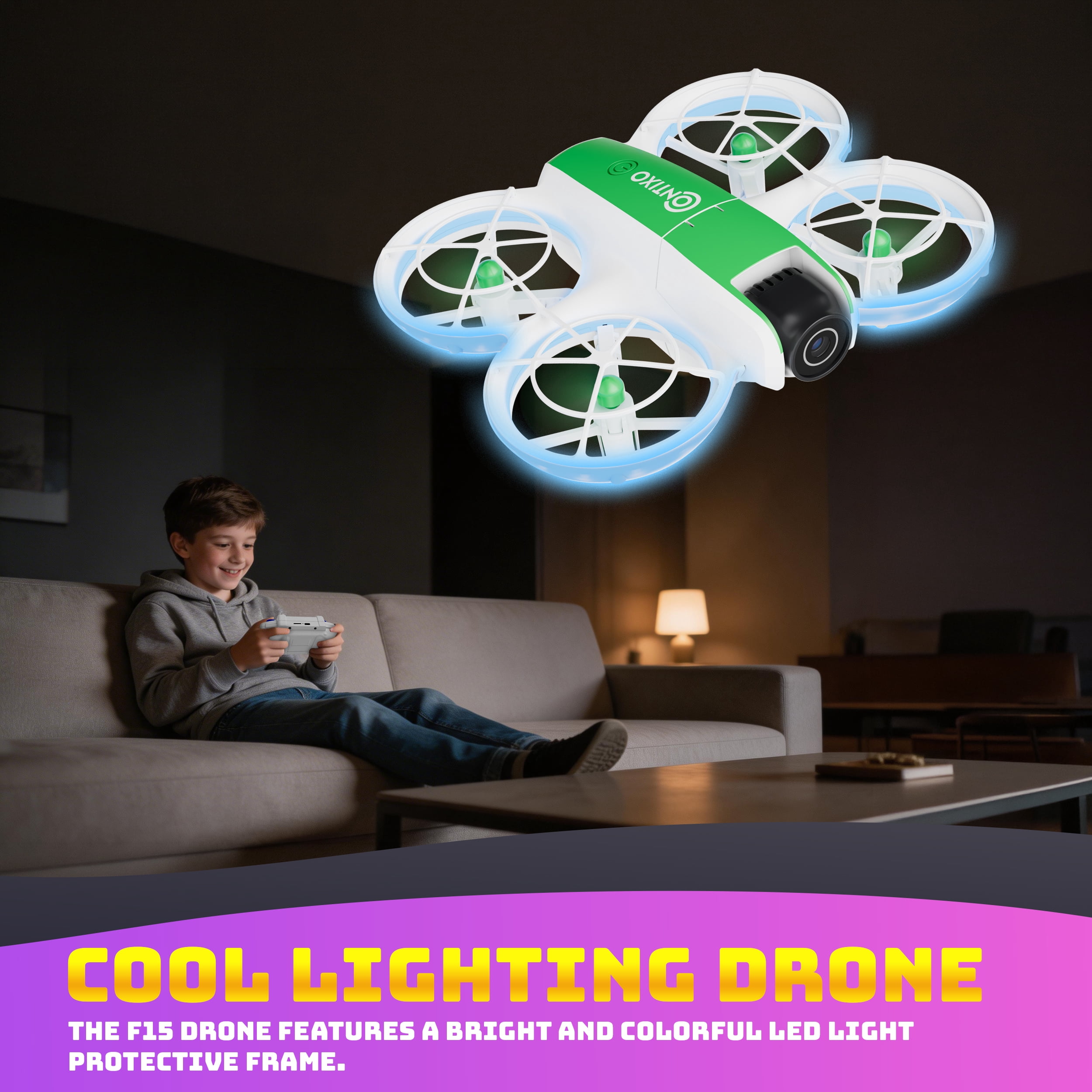 Contixo F15 Astro Mini Drone with 2.4" Screen Remote – Dual Camera, Live Video Display, Optical Flow Hover, One-Key Takeoff/Landing, 360° Stunts, 2 Batteries, Beginner Drone for Kids & Adults - Green