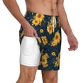 thumbnail image 2 of Balery Blue Striped Sunflower A Mens Swim Trunks Swim Shorts for Men Quick Dry Inseam Beach Shorts with Compression Liner Pocket-Medium, 2 of 9