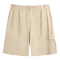 thumbnail image 6 of YOIAVAIOY Men's Shorts Cotton Linen Pleated Shorts Casual High Waisted Summer Lightweight Beach Shorts Fashion Hiking Lounge Shorts Beige M, 6 of 6