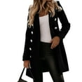 thumbnail image 3 of Outfmvch Jackets for Women Wool Thin Coat Trench Jacket Ladies Slim Long Overcoat Outwear Womens Tops Cardigan for Women Black, 3 of 9