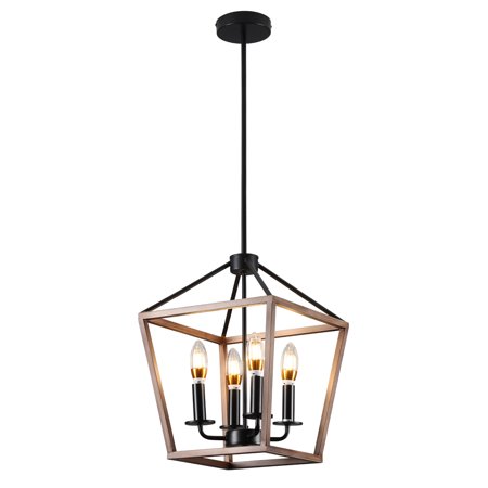 

Loyalheartdy 4-Light Farmhouse Wood Chandelier Rustic Lantern Ceiling Hanging Lamp Adjustable Chain Pendant Light Fixtures E12
