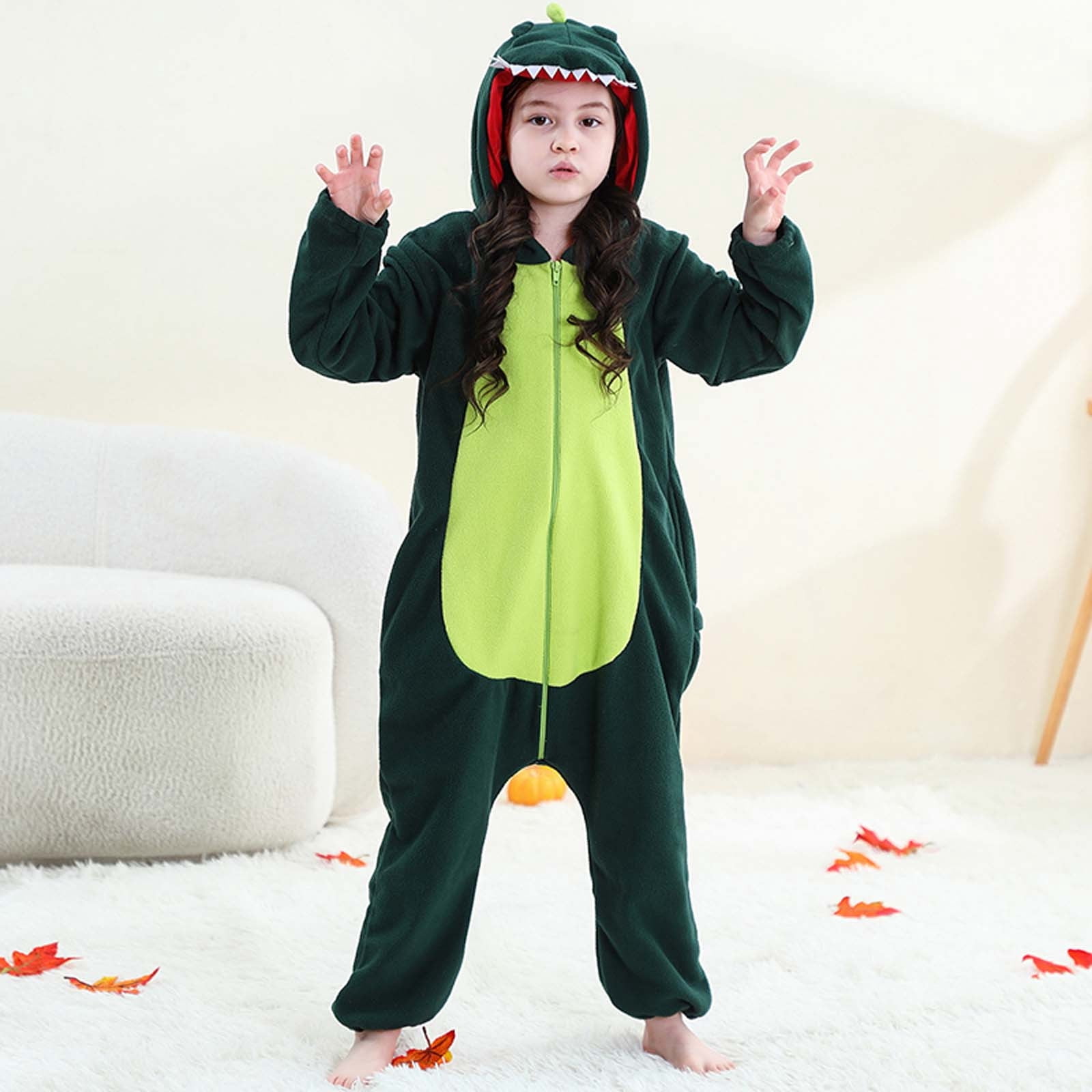 Animals Costumes, Animal Onesie, Paiwinds Girls Boys Halloween Role-playing Jumpsuit Fleece Long Sleeved Hooded Jumpsuit for 3-12 Years Old, 5 Years