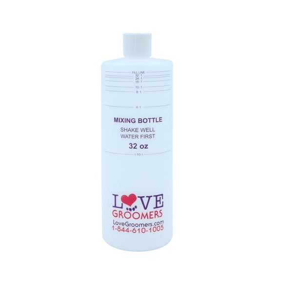 Groomer Essentials 32oz Dilution Bottles - Set of 4 Professional Pet Shampoo Mixing Bottles - Non-Leak Dog and Cat Shampoo Dispenser for Grooming Solutions