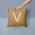 thumbnail image 2 of Letter V Initial Monogram - Giraffe Fabric Decorative Pillow, 2 of 4