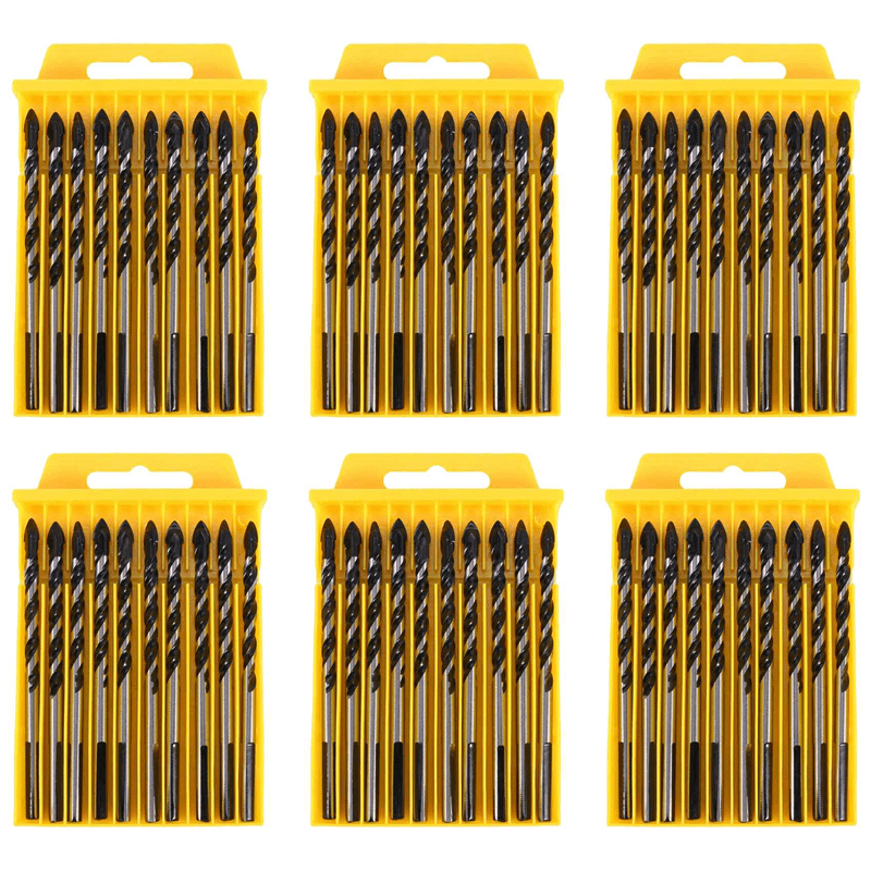 Multipurpose Drill Bits, 60Piece 6mm MultiMaterial Drill Bit Set for