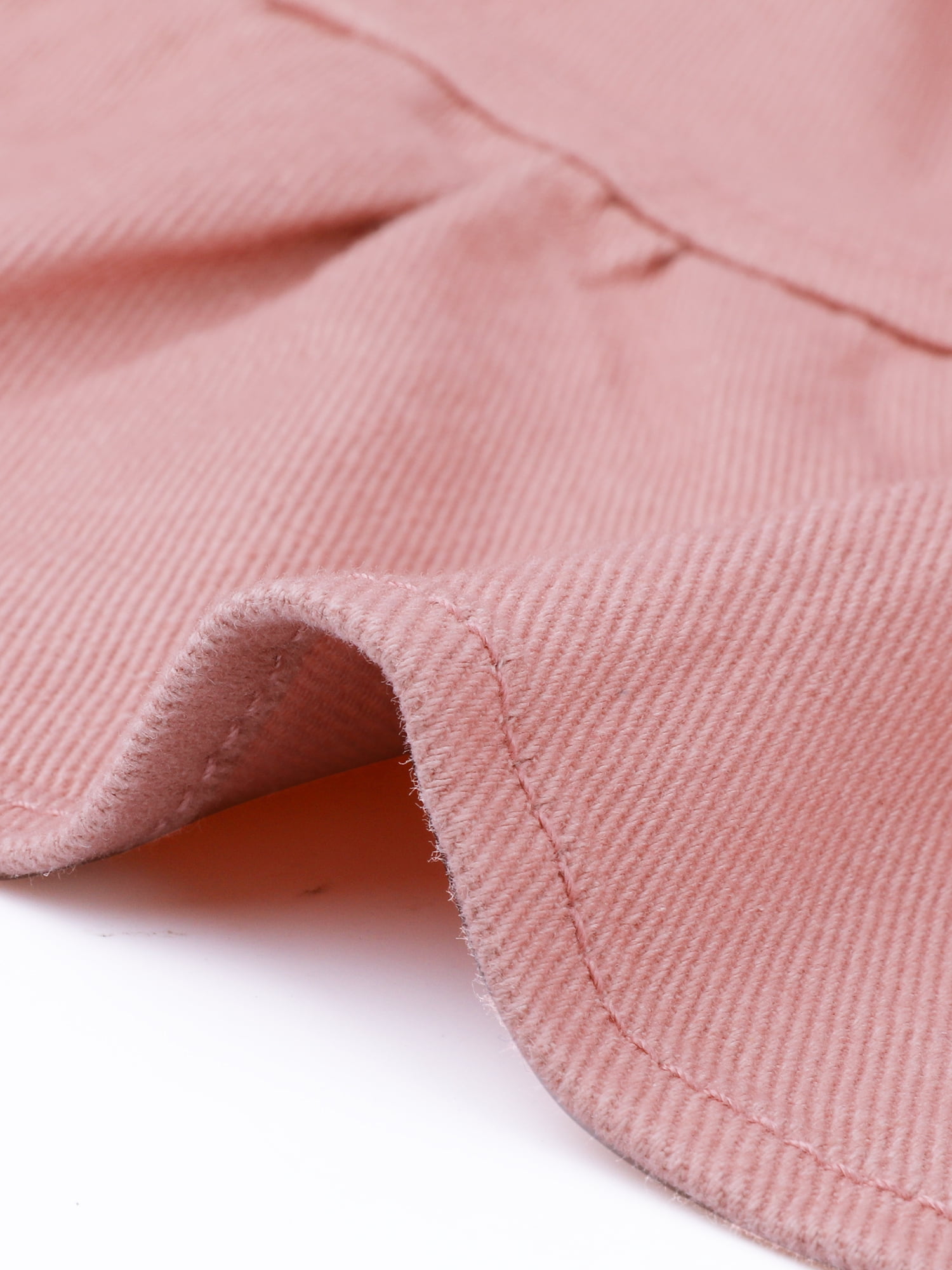 DARING DIVA Women's Peplum Hem Button Down Collarless Jean Jacket XL Dusty Pink