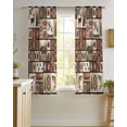 thumbnail image 4 of Country Patch Plaid Sheer Curtains 54 Inch Length 2 Panels Set for Living Room/Bedroom, Brown Farmhouse Retro Bear Deer Cabin Kitchen Curtains Grommet Semi-Sheer Curtains Window Treatments 42"x54"x2, 4 of 7