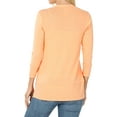 thumbnail image 4 of Zenana Women's Front V-Neck Classic Thin Snap Button Down 3/4 Sleeve Ribbed Knit Cardigan, 4 of 4