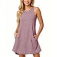 thumbnail image 5 of Byworldtasic Women's Striped Sleeveless Tank Dress Casual A-Line Swing T-Shirt Dress with Side Pockets for Summer, 5 of 8