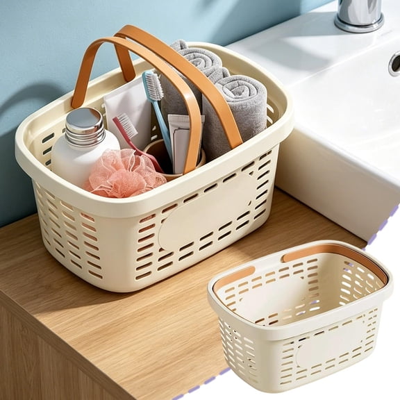 LEFXSMR Handheld Shower Basket, Reinforced Shower Caddy Portable for Toiletries, Bathroom Caddy for Dorm Gym Beach Swim Camping, Yellow