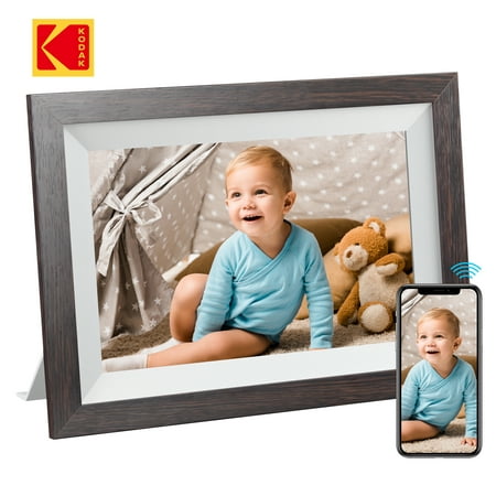 Image of Kodak 10-inch WIFI Digital Picture Frame Solid Wood Tone Frame Gift for Loved One - Chocolate